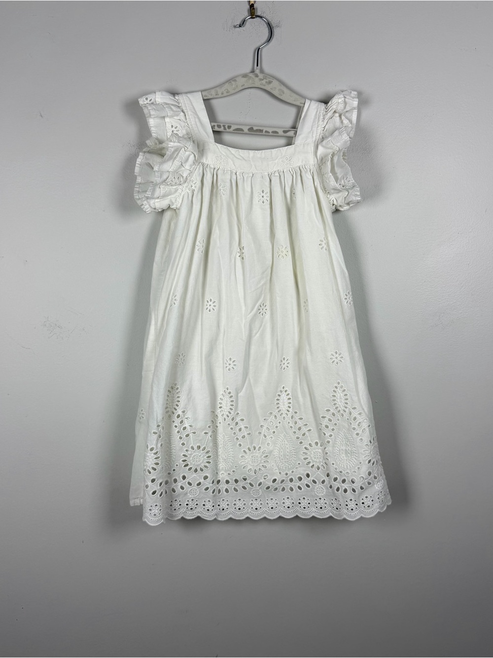 Girls Jak & Peppar White Eyelet Cotton Dress Size 4T Cottagecore Prairie